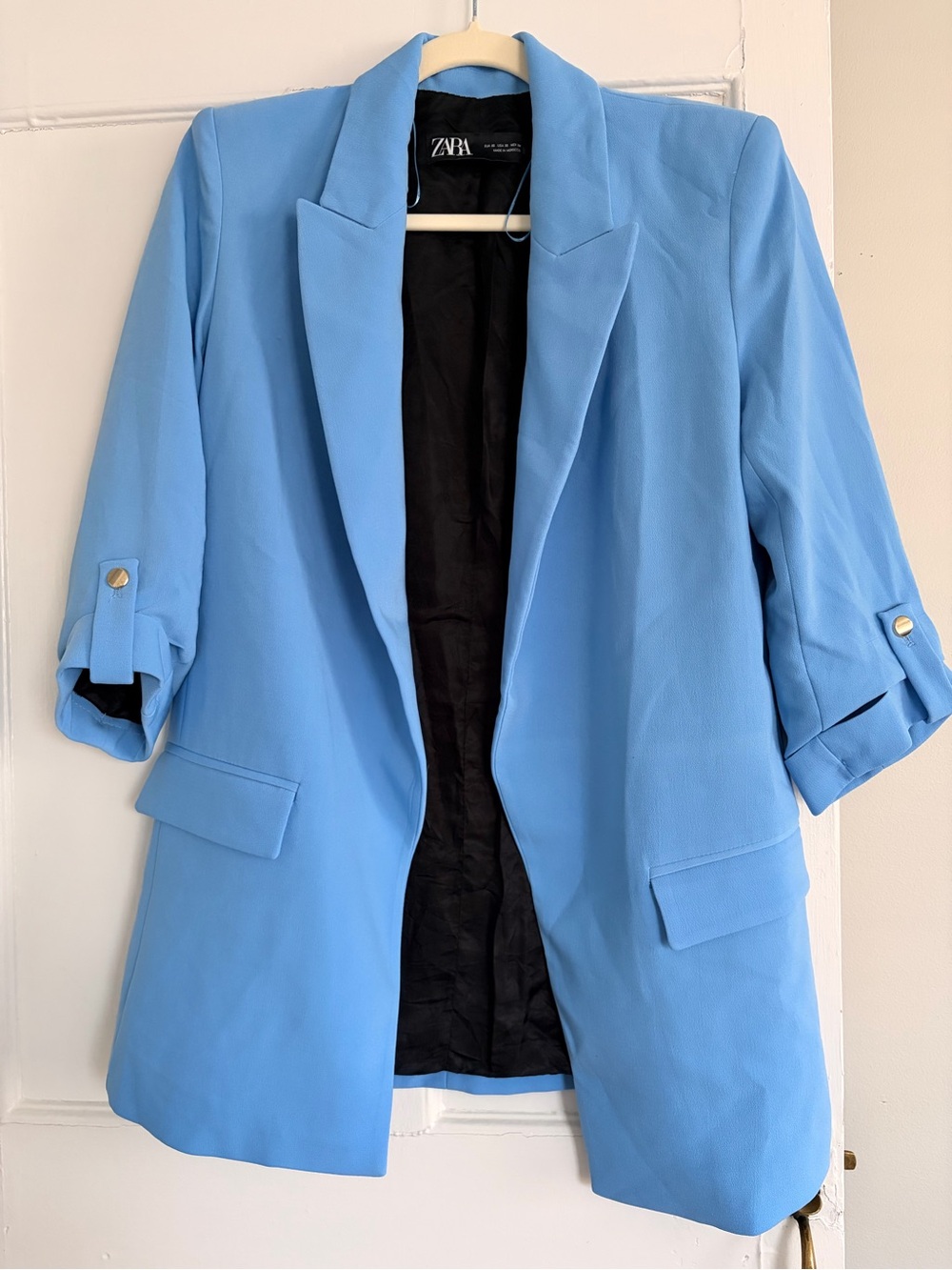 ZARA Sky Blue Open-Front Tailored Blazer